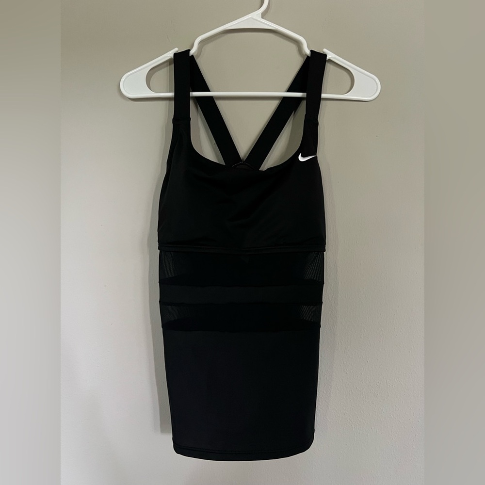 Nike Black and White Sleeveless Halter Bodycon Dress